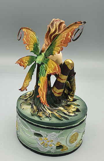 Elfin Fairy Sitting Sideways with Arms in Front Trinket Box