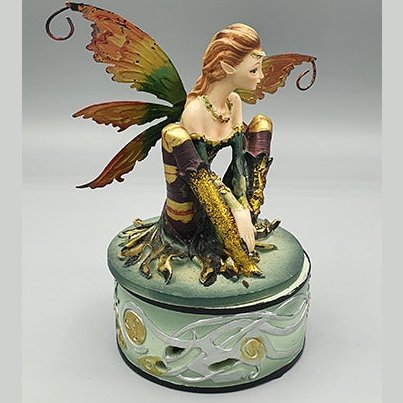 Elfin Fairy Sitting Sideways with Arms in Front Trinket Box