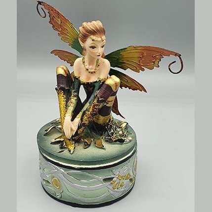 Elfin Fairy Sitting Sideways with Arms in Front Trinket Box