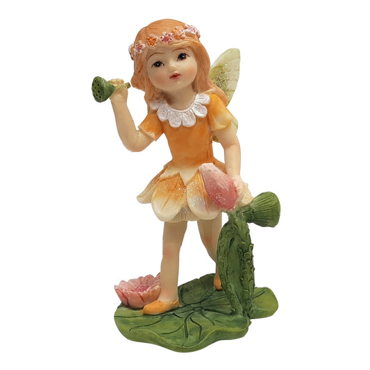 Dancing Flower Garden Fairy with Green Flower 8.5cm Tall