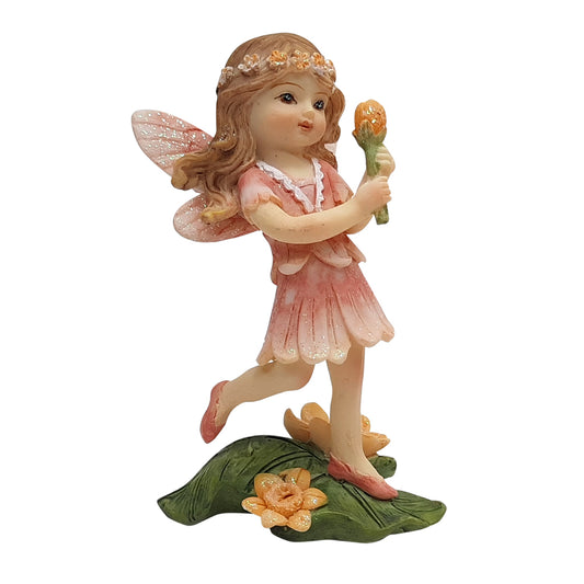 Dancing Flower Garden Fairy with Orange Flower 8.5cm Tall
