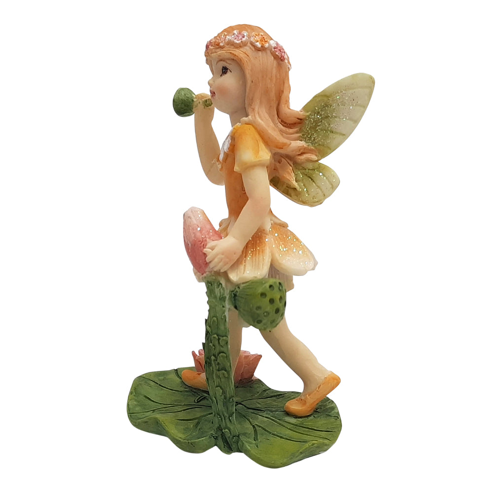 Dancing Flower Garden Fairy with Green Flower 8.5cm Tall