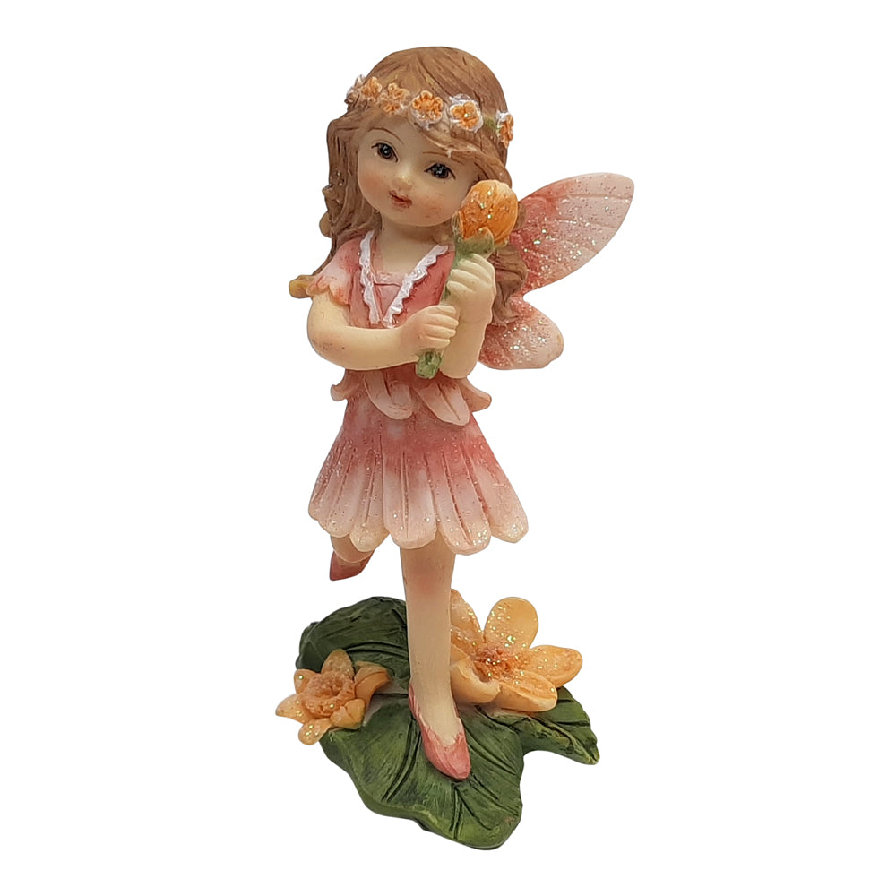 Dancing Flower Garden Fairy with Orange Flower 8.5cm Tall