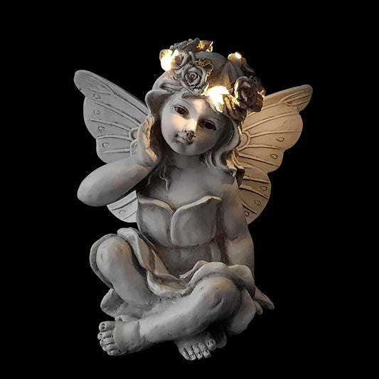 Solar Garden Fairy with Painted Accents 22cm Tall with Solar Lighting