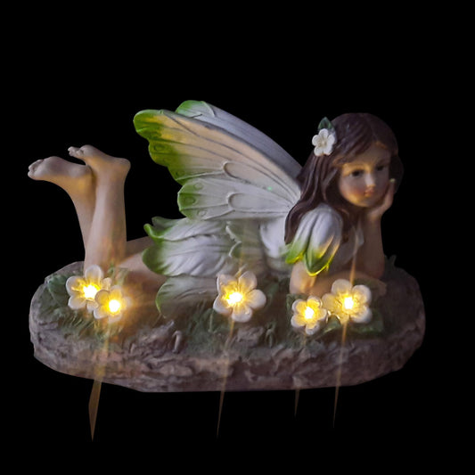 Solar Garden Fairy in Springtime 26cm Tall with Solar Lighting