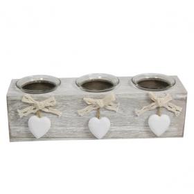 25cm Decor Heart Triple Candle Holder - Gift Boxed
