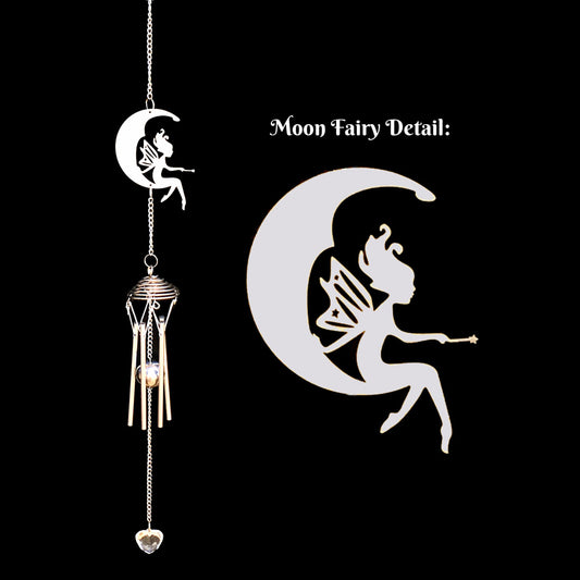 Moon Fairy Windchime 70cm Long - Silver Plated