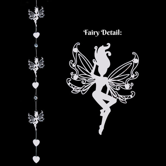 Fairy Mobile with Hearts 120cm Long - Silver Plated