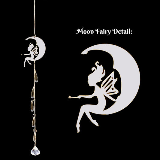 Moon Fairy Hanging Decoration 60cm Long - Silver Plated