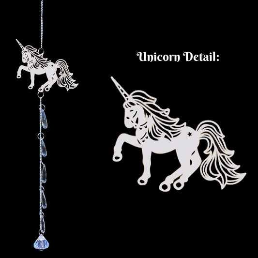 Unicorn Hanging Decoration 60cm Long - Silver Plated