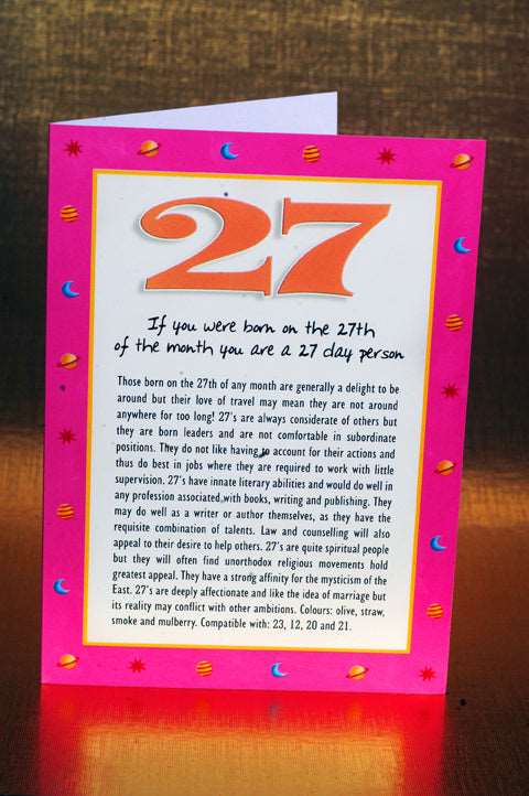 Numerology Birthday Card Packs - Days 27, 28, 29, 30 and 31