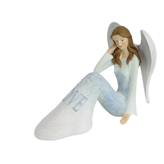 Sitting Inspirational Blue Angel (Love) - 20cm long x 14cm tall