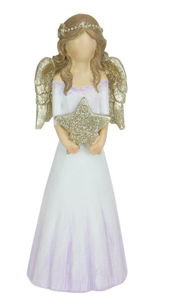 Angel with Gold Wings and Star, in her White/Lavendar Gown
