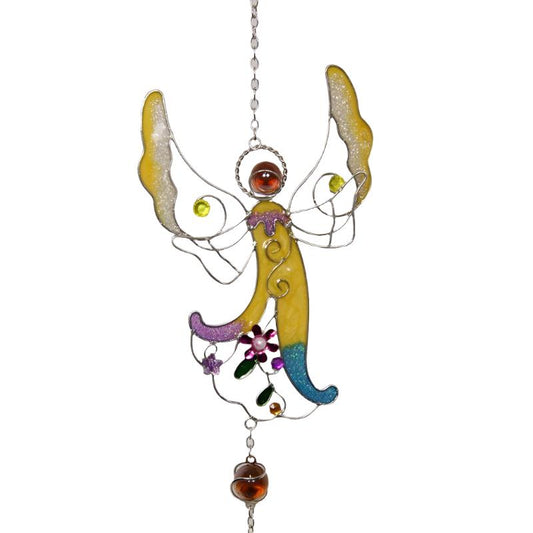 Dancing Angel Windchime - Multicoloured with Yellows, Pinks/Greens