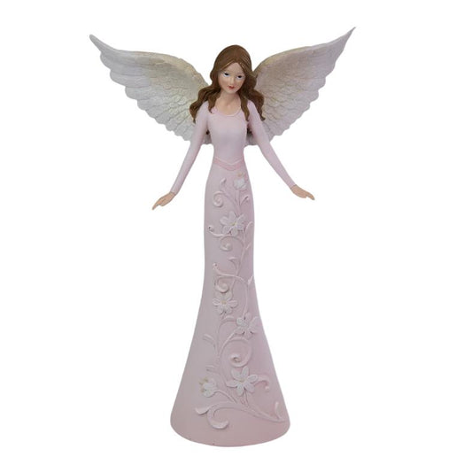 Angel with Floral Dress 29 cm tall - Pink Floral Design