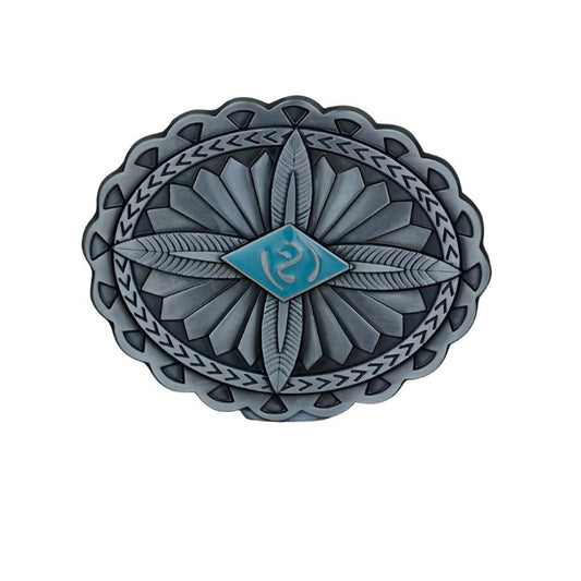 Aztec Design with Aqua Diamond shape Belt Buckle