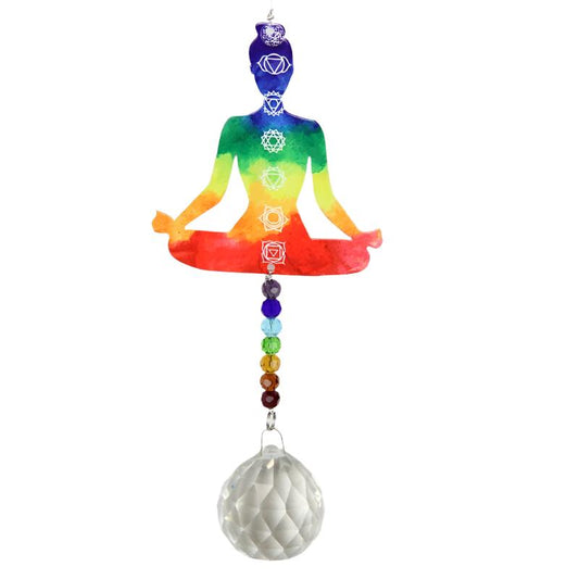 Yoga Style Chakra Meditation Crystal Suncatcher 40cm