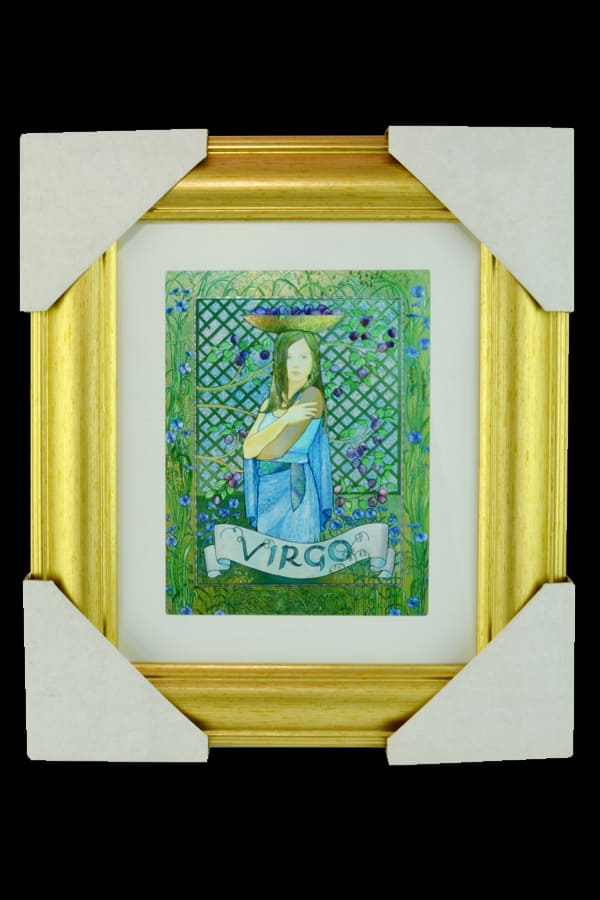 Virgo Star Sign Gold Framed Foiled Print