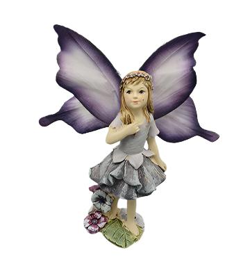 Purple Fairy with Butterfly Wings in the Garden